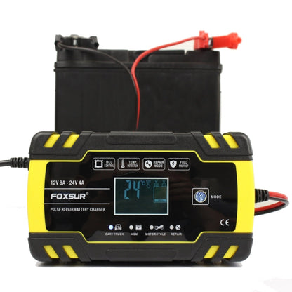 FOXSUR 12V-24V Car Motorcycle Truck Repair Battery Charger AGM Charger, EU Plug, US Plug, EU Plug, UK Plug