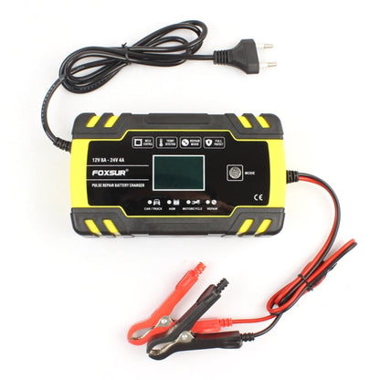 FOXSUR 12V-24V Car Motorcycle Truck Repair Battery Charger AGM Charger, EU Plug, US Plug, EU Plug, UK Plug