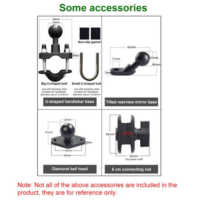 M8 Bolt Ball-Head Motorcycle Multi-function Eight-jaw Aluminum Phone Navigation Bracket with Anti-theft Knobs, M8 Bolt+Anti-theft Knobs