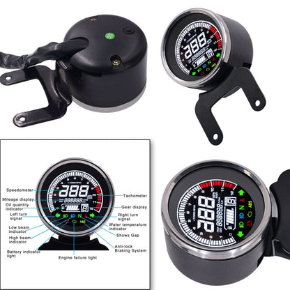 Universal Motorcycle Modified Multi-functional LED Digital Meter Indicator Light Tachometer Odometer Speedometer Oil Meter, LED Digital Meter