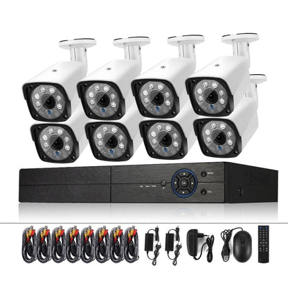 A8B3 / Kit 8CH 1080N Surveillance DVR System and 720P 1.0MP HD Weatherproof Bullet Camera, Support Infrared Night Vision & P2P & Phone Remote Monitor, A8B3 / Kit 8CH White