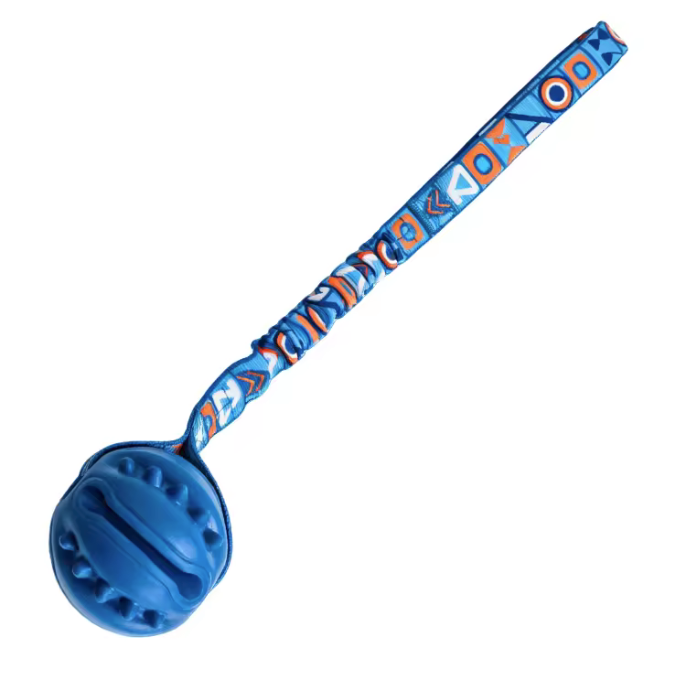 Interactive Dog Toy Natural Rubber Ball Textured Teeth Cleaning Elastic Bungee Strap Bonding With Owner for All Breeds