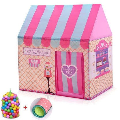 Household Children Printing Play Tent Small Game House with 50 Ocean Balls & Mat, with 50 Ocean Balls & Mat (Light Pink), with 50 Ocean Balls & Mat (Black White), with 50 Ocean Balls & Mat (Pink), with 50 Ocean Balls & Mat (Green)