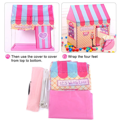 Household Children Printing Play Tent Small Game House with 50 Ocean Balls & Mat, with 50 Ocean Balls & Mat (Light Pink), with 50 Ocean Balls & Mat (Black White), with 50 Ocean Balls & Mat (Pink), with 50 Ocean Balls & Mat (Green)