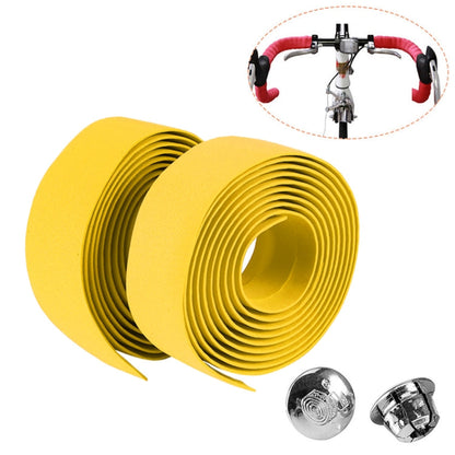 1 Pair Cycling Road Bike Sports Bicycle Cork Handlebar Tape Wrap + 2 Bar Plug, 2m White, 2m Yellow, 2m Black, 2m Pink, 2m Green, 2m Blue, 2m Red