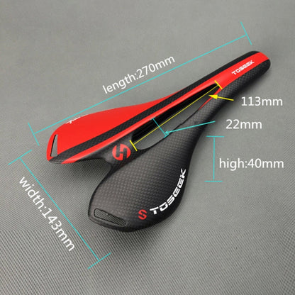 TOSEEK Road Bike Carbon Fiber Seat Bicycle Hollow Seat Saddle, 3K Texture + Light, Light (Orange), Light (Red)