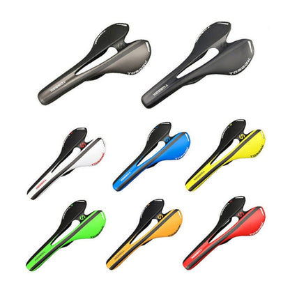 TOSEEK Road Bike Carbon Fiber Seat Bicycle Hollow Seat Saddle, 3K Texture + Light, Light (Orange), Light (Red)