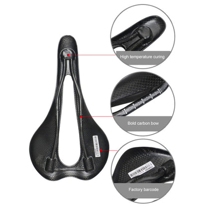 TOSEEK Road Bike Carbon Fiber Seat Bicycle Hollow Seat Saddle, 3K Texture + Extinction, Extinction