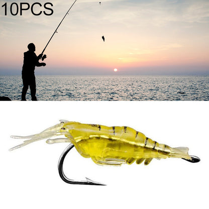 10 PCS 4cm Fishing Soft Artificial Shrimp Bait Lures Popper Poper Baits with Hook, Artificial Shrimp with Hook, Luminous Shrimp with Hook, Pink Shrimp with Hook, Green Shrimp with Hook, Transparent Shrimp with Hook