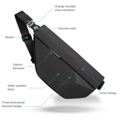 Bange BG-7502 Men Pyramid Hard Shell Waterproof Crossbody Chest Bag, Size: 35 x 18 x 5cm, 35 x 18 x 5cm(Black)