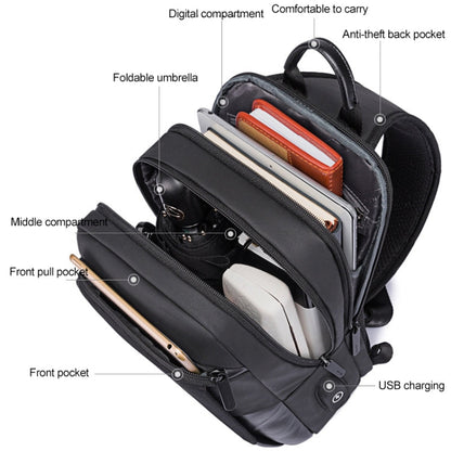Bange BG-77112 Men Oxford Cloth Waterproof Crossbody Chest Bag with USB Port, Size: 30 x 19 x 13cm, 30 x 19 x 13cm (Black)