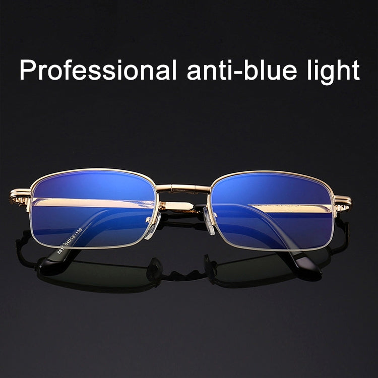 Folding Anti Blue-ray Presbyopic Reading Glasses with Case & Cleaning Cloth, +1.50D, +1.50D
