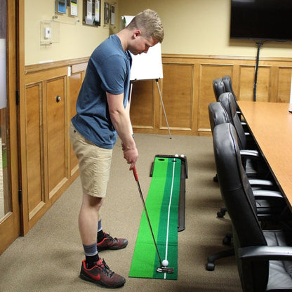 PGM Golf Mini Putting Mat Push Rod Trainer 2.5m, with Auto Ball Return Fairway, 2.5m, with Auto Ball Return Fairway