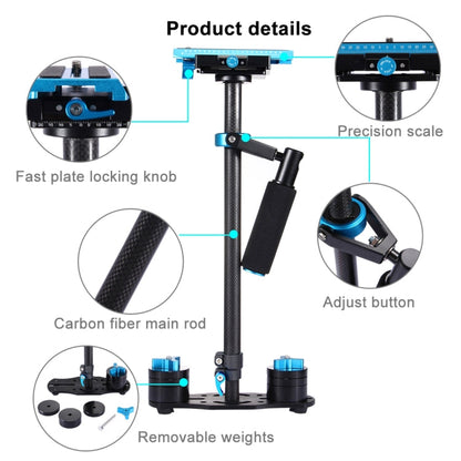 PULUZ 38.5-61cm Carbon Fibre Handheld Stabilizer for DSLR & DV Digital Video & Cameras, Load Range: 0.5-3kg, P60T Blue, P60T Red