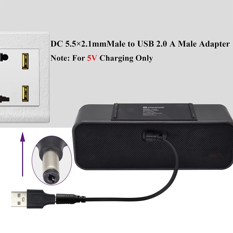 10 PCS 5.5 x 2.1mm Male to USB 2.0 Male DC Power Plug Connector, 5.5 x 2.1mm