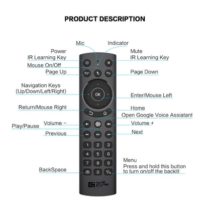 G20S Pro Voice Backlight Version 2.4G Air Mouse Remote Control, G20S Pro
