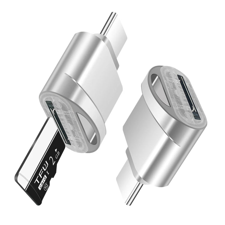 USB-C / Type-C 3.1 to Micro SD Card (TF Card) Reader Adapter, Silver