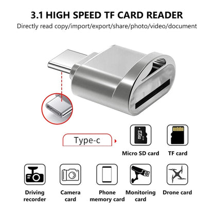 USB-C / Type-C 3.1 to Micro SD Card (TF Card) Reader Adapter, Silver