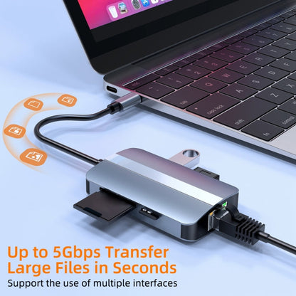 BYL-2112 5 in 1 USB-C / Type-C to USB Multifunctional Docking Station HUB Adapter, BYL-2112