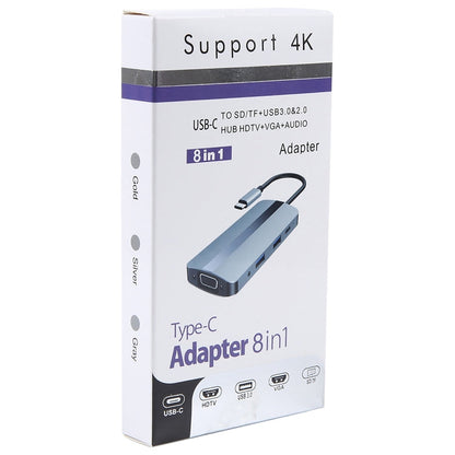 BYL-2105 8 in 1 USB-C / Type-C to USB Multifunctional Docking Station HUB Adapter, BYL-2105