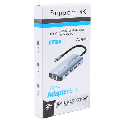 BYL-2205 8 in 1 USB-C / Type-C to USB Multifunctional Docking Station HUB Adapter, BYL-2205