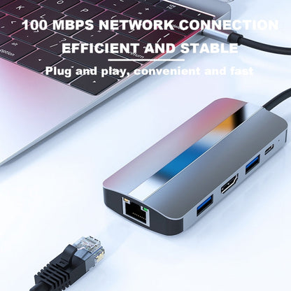 BYL-2205 8 in 1 USB-C / Type-C to USB Multifunctional Docking Station HUB Adapter, BYL-2205