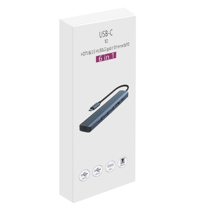 BYL-2210 6 in 1 USB-C / Type-C to USB Multifunctional Docking Station HUB Adapter with 1000M Network Port, BYL-2210