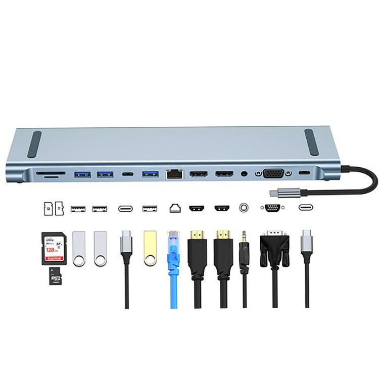 BYL-2003U2 12 in 1 USB-C / Type-C to USB Multifunctional Docking Station HUB Adapter, BYL-2003U2