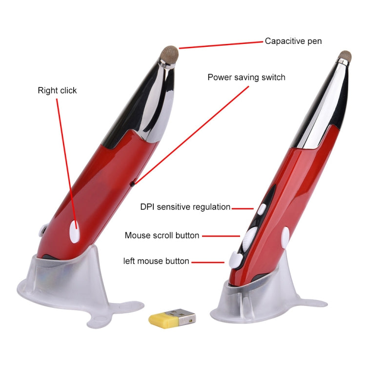 PR-06 4-keys Smart Wireless Optical Mouse with Stylus Pen Function, Red, Grey, Blue