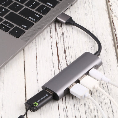 T-811 4 in 1 USB-C / Type-C to 3 USB 3.0 + USB-C / Type-C Ports HUB Docking Station, T-811