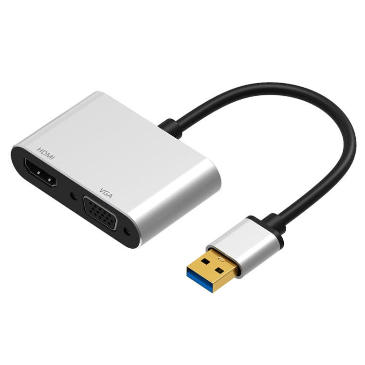 5201B 2 in 1 USB 3.0 to VGA + HDMI HD Video Converter, 5201B Black, 5201B Silver