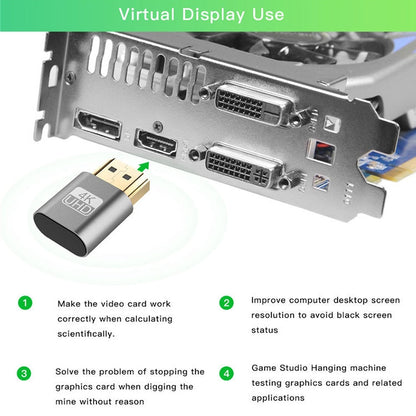 VGA Virtual Display Adapter HDMI 1.4 DDC EDID Dummy Plug Headless Display Emulator, Gold, Red, Silver, Pink, Grey