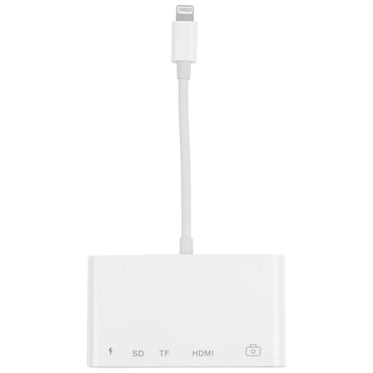 5 in 1 8 Pin Male to USB + HDMI + TF / SD Card Slot + 8 Pin Power Female OTG Digital AV Adapter, TF / SD Card Slot