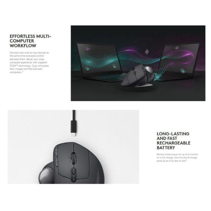 Logitech MX ERGO 440DPI Bluetooth + Unifying Dual-mode Wireless Trackball Optical Mouse, MX ERGO