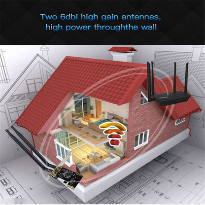 EDUP EP-9607 1200Mbps Dual-Band PCI-E Express Wireless Adapter Network Card with 2 x 6dBi Antennas, EP-9607 1200Mbps