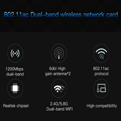 EDUP EP-9607 1200Mbps Dual-Band PCI-E Express Wireless Adapter Network Card with 2 x 6dBi Antennas, EP-9607 1200Mbps