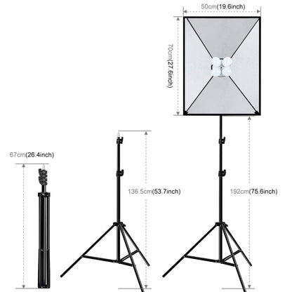 PULUZ Softbox Lighting Kit 2 PCS 50x70cm Professional Photo Studio Photography Light Equipment with 8 x E27 20W E27 Socket Bulb Photography Lighting Kit for Filming Portrait Shooting / Fashion Advertising Photography, 2 PCS 4 x Bulb Kit EU Plug        ...