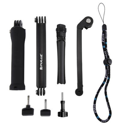 PULUZ 3-Way Grip Foldable Tripod Selfie-stick Extension Monopod for GoPro, Insta360 ONE R, DJI Osmo Action and Other Action Cameras, Length: 20-58cm, Length: 20-58cm