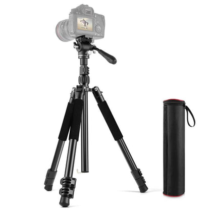 PULUZ 1.6m Reverse-Folding Professional Video Tripod with Fluid Drag Head, 1.6m Reverse-Folding