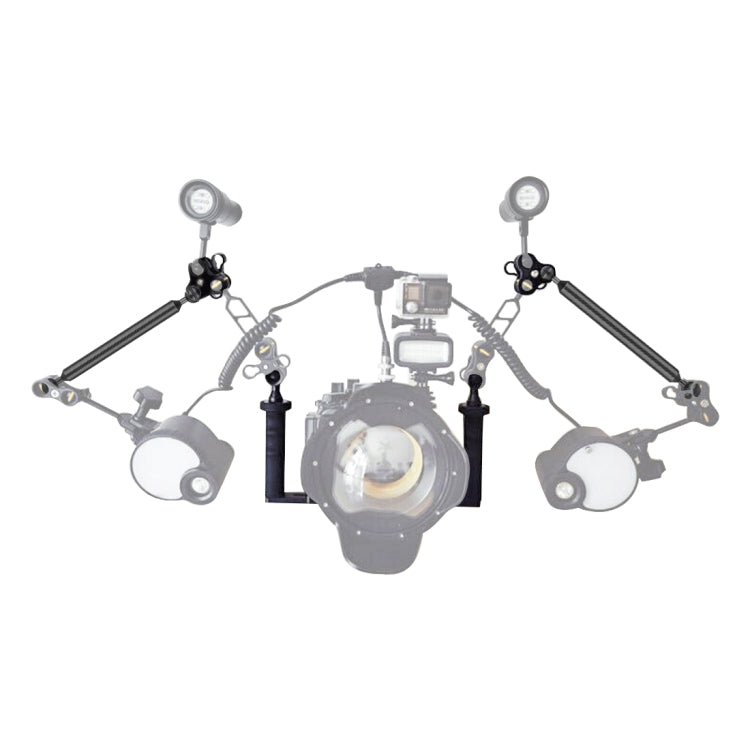PULUZ Dual Handle Aluminium Tray Stabilizer with 2 x Dual Ball Aluminum Alloy Clamp & 2 x 7 inch Floating Arm for Underwater Camera Housings, 2 x Dual Ball(Black)