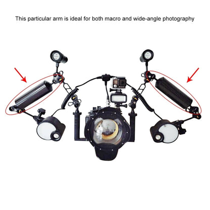 PULUZ 8 inch 20.3cm Length 80mm Diameter Dual Balls Carbon Fiber Floating Arm, Ball Diameter: 25mm, Buoyancy: 600g, 8 inch 600g Buoyancy
