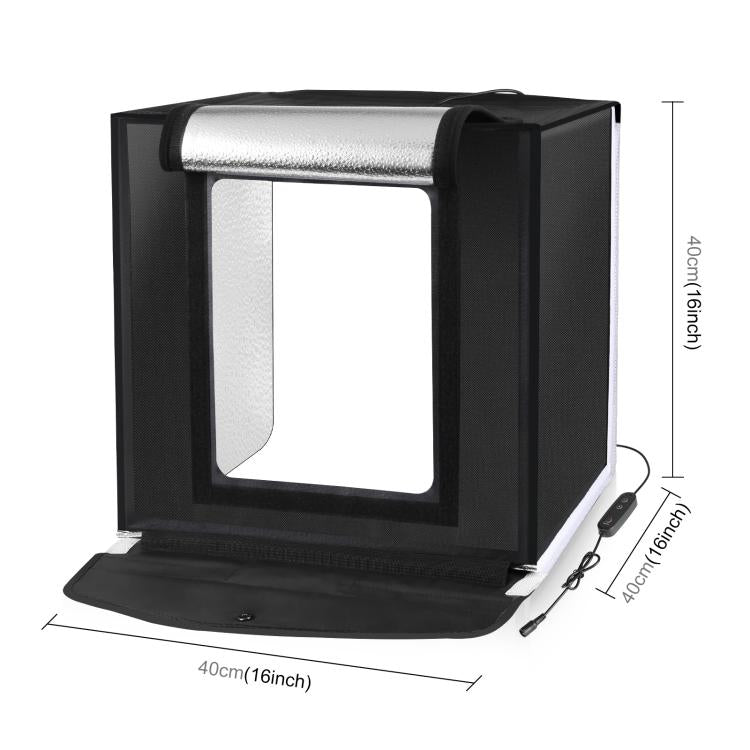 PULUZ 40cm Folding Portable White Light Dimmable Photo Lighting Studio Shooting Tent Box Kit with 6 Colors (Black, Orange, White, Red, Green, Blue) Backdrops, 40cm Box(US), 40cm Box(UK), 40cm Box(EU), 40cm Box(AU)