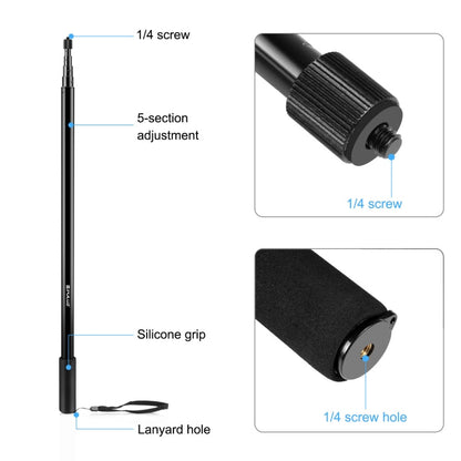 PULUZ 3m Metal Selfie Stick Monopod  for Insta360 One RS / X2 / X3, 3m Monopod