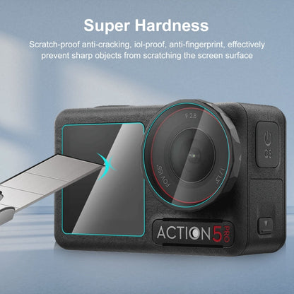 For DJI Osmo Action 5 Pro PULUZ 3-in-1 Lens Front and Back Screen Tempered Glass Explosion-proof Film