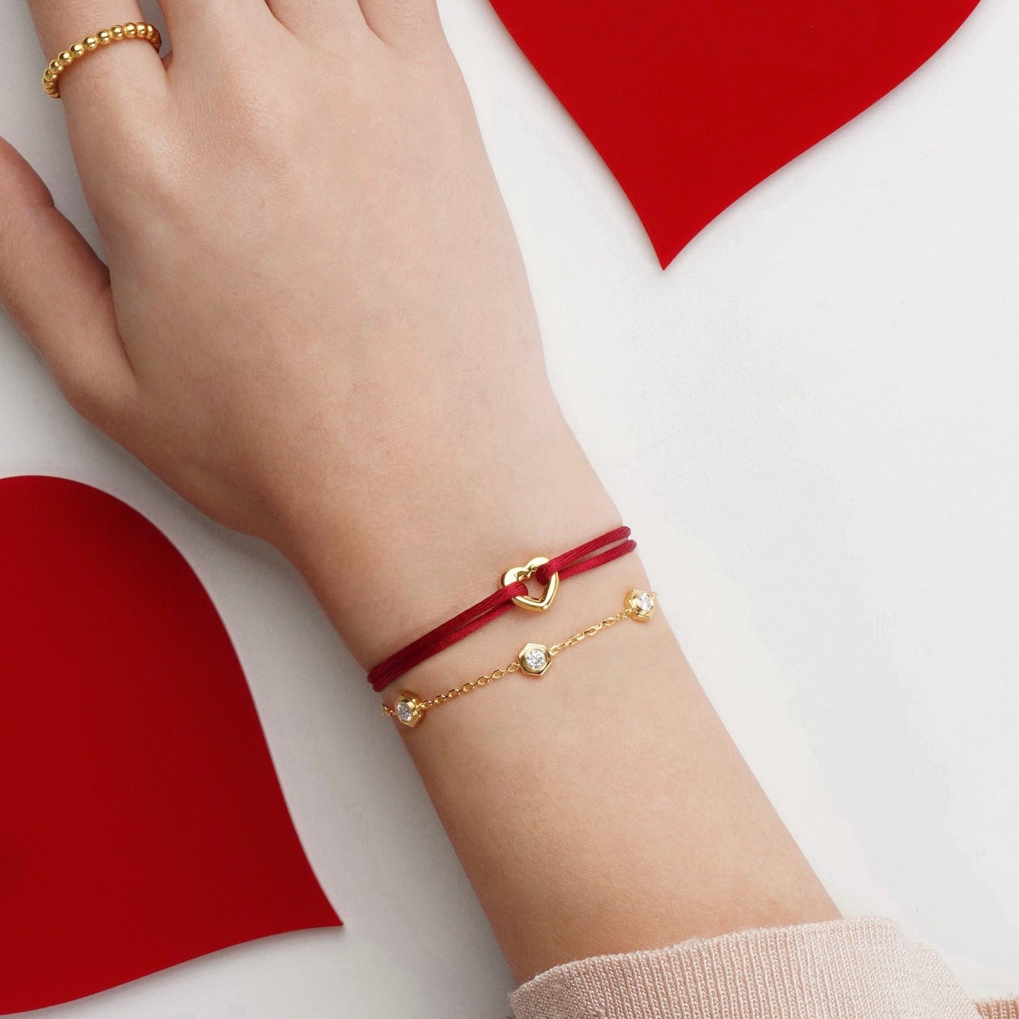 Golden Heart Cord Bracelet