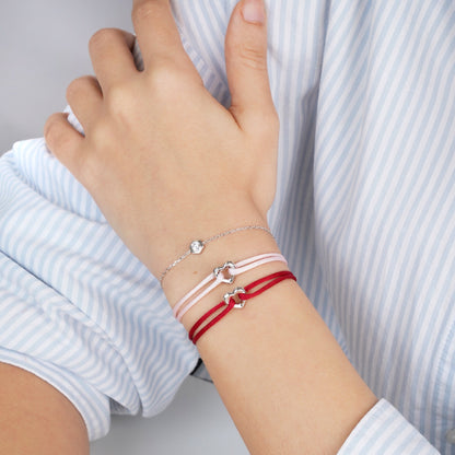 Silver Heart Cord Bracelet