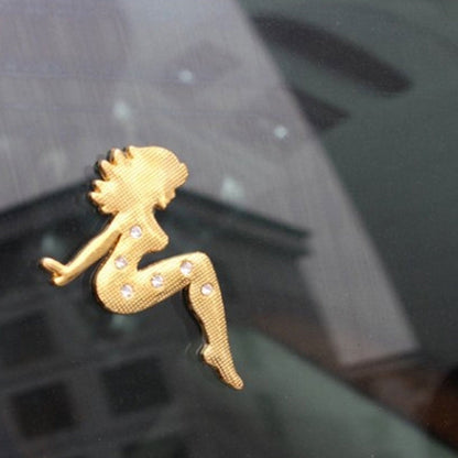 Beautiful Girl Diamond Metal Chrome Badges, Girl