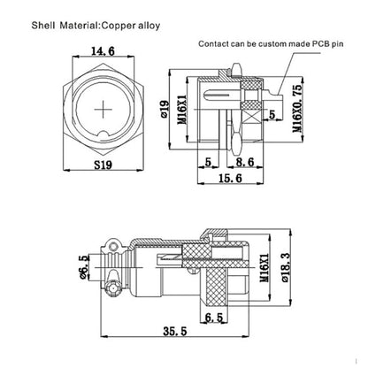 DIY 16mm 7-Pin GX16 Aviation Plug Socket Connector (5 Pcs in One Package, the Price is for 5 Pcs), 7 Pin