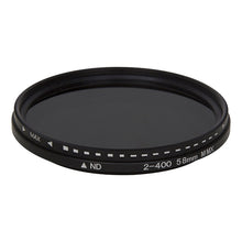 58mm ND Fader Neutral Density Adjustable Variable Filter ND 2 to ND 400 Filter, 58mm
