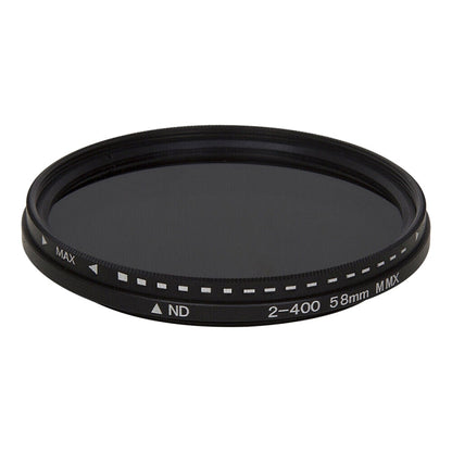58mm ND Fader Neutral Density Adjustable Variable Filter ND 2 to ND 400 Filter, 58mm